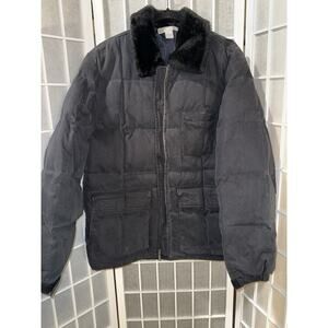 J. Crew Factory Men's Black Faux Fur Collar Lined Coat Medium